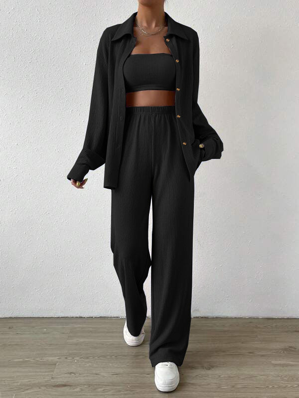 Damen Zweiteiliges Lounge-Set mit Oberteil und weiter Hose Drune
