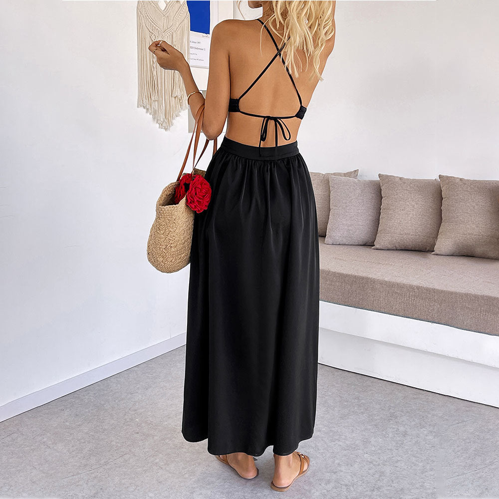 Damen Maxikleid mit abnehmbaren Trägern und Cut-Out-Details Drune