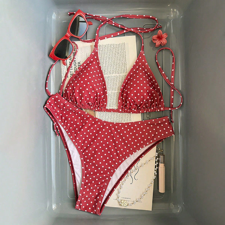 Damen Triangel-Bikini mit dekorativen Punkten Drune