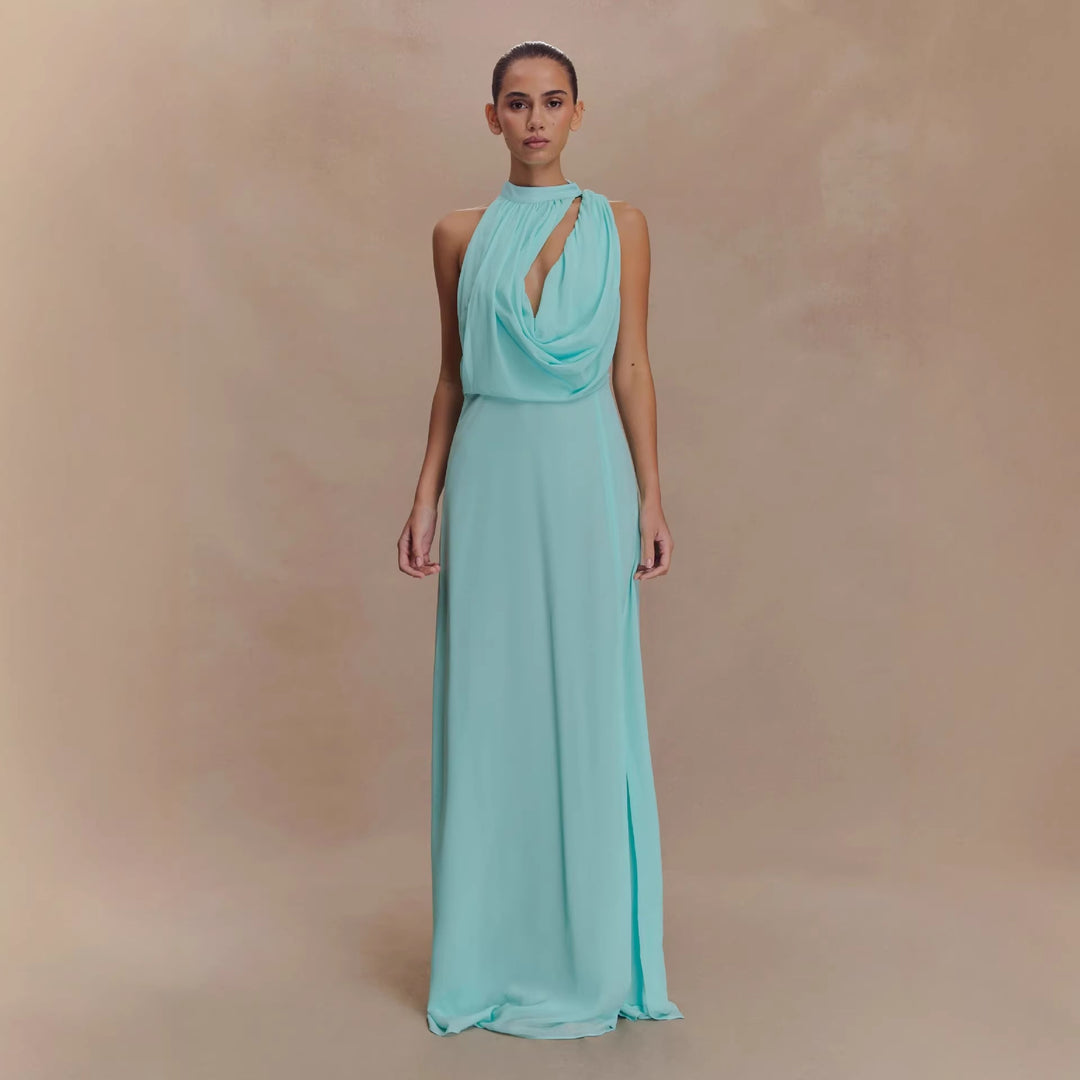 Damen Elegantes Maxi-Kleid mit drapiertem Oberteil Drune