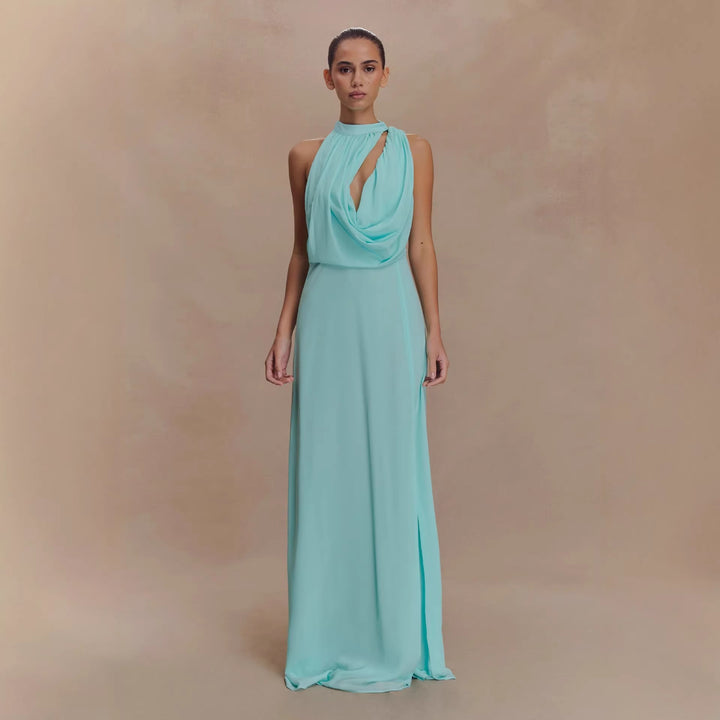 Damen Elegantes Maxi-Kleid mit drapiertem Oberteil Drune