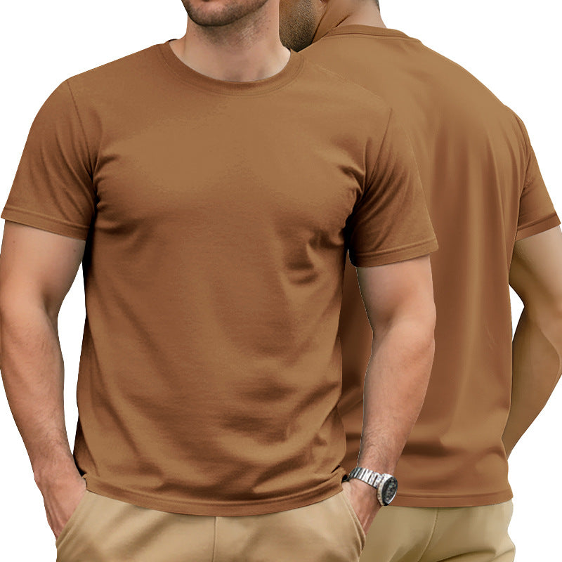 Herren nan Basic Kurzarm-T-Shirt aus hochwertigem Baumwollmix mit Rundhalsausschnitt, flachen Nähten und Regular Fit Drune