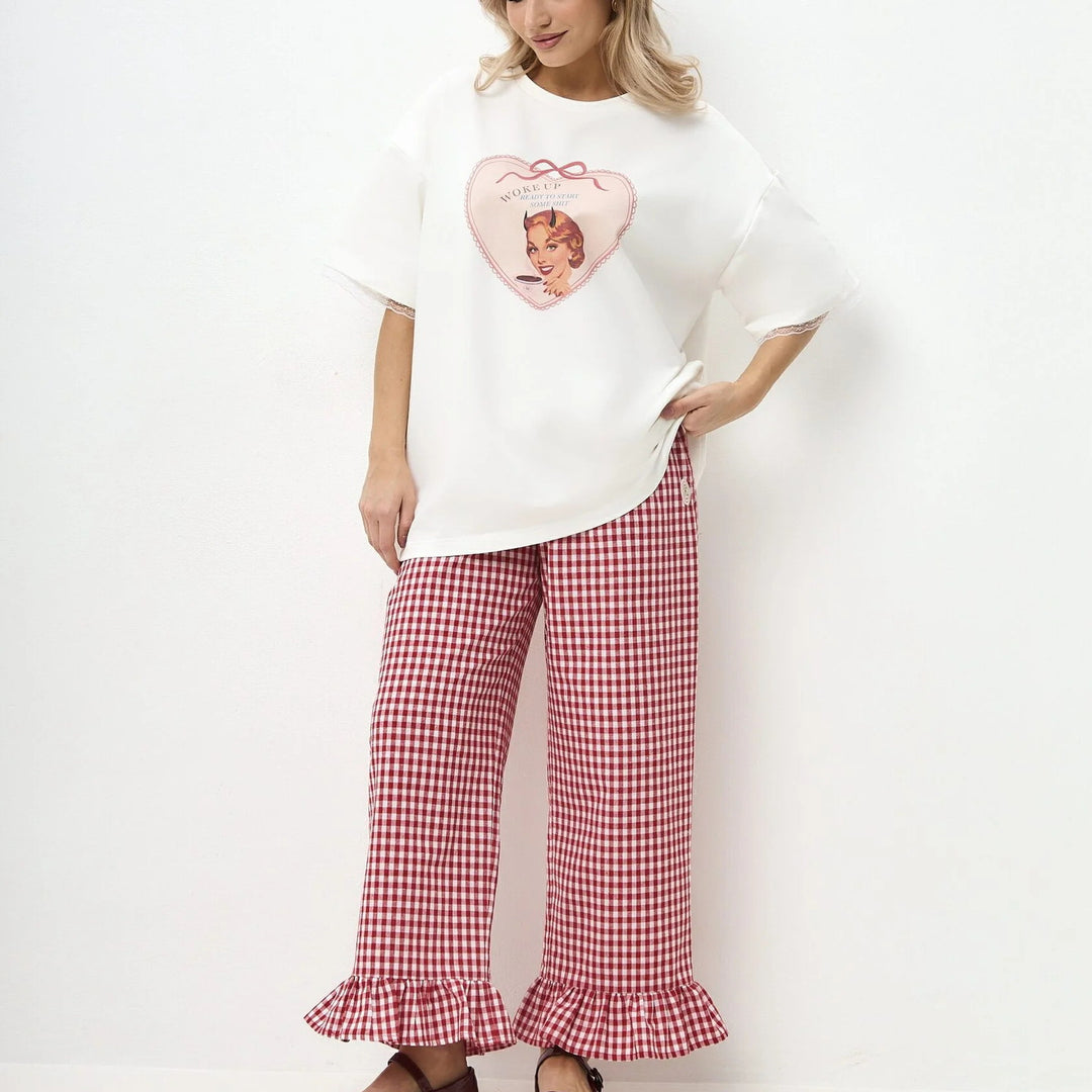 Damen Casual Oversize-Bluse mit Spitzenärmelbindung und lässigem Design Drune