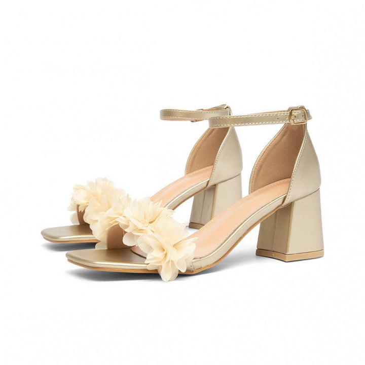 Damen Hochhackige Sandalen mit floralen Applikationen Drune