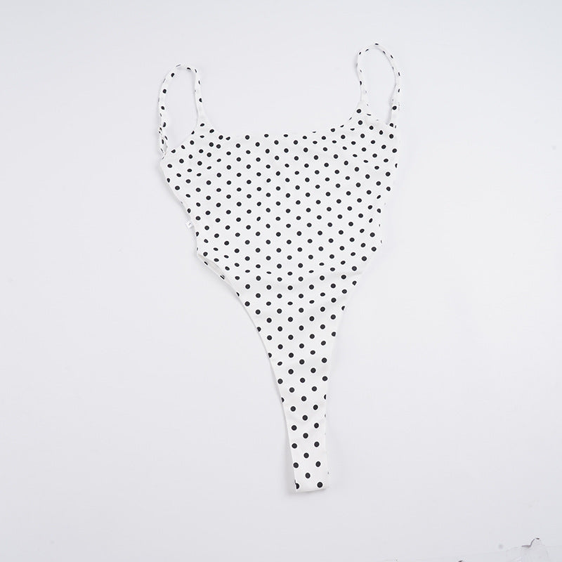 Damen Badeanzug mit schmalem Trägerdesign und Polka-Dot-Muster Drune