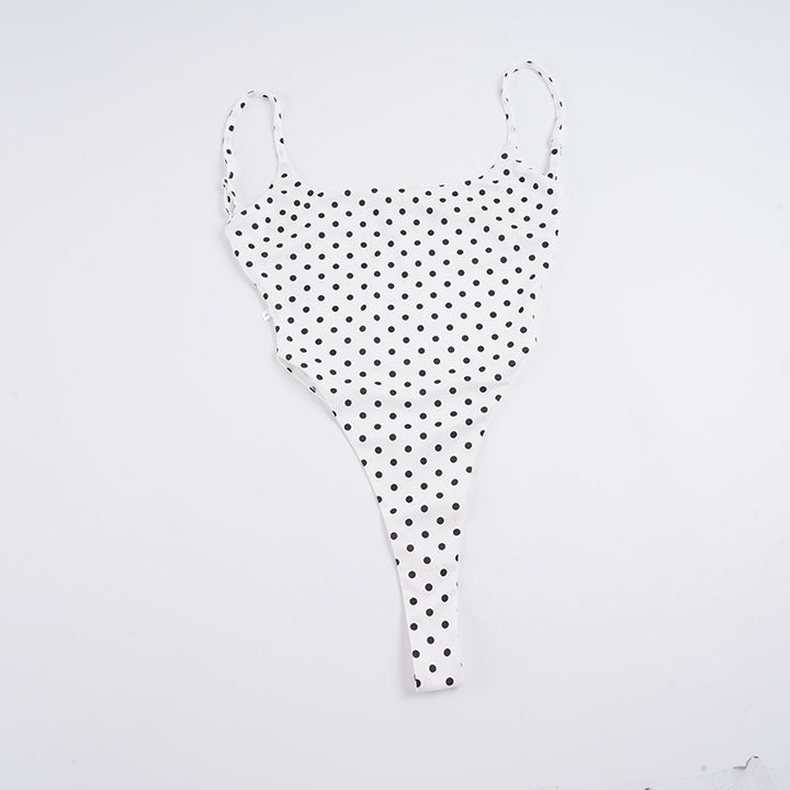 Damen Badeanzug mit schmalem Trägerdesign und Polka-Dot-Muster Drune