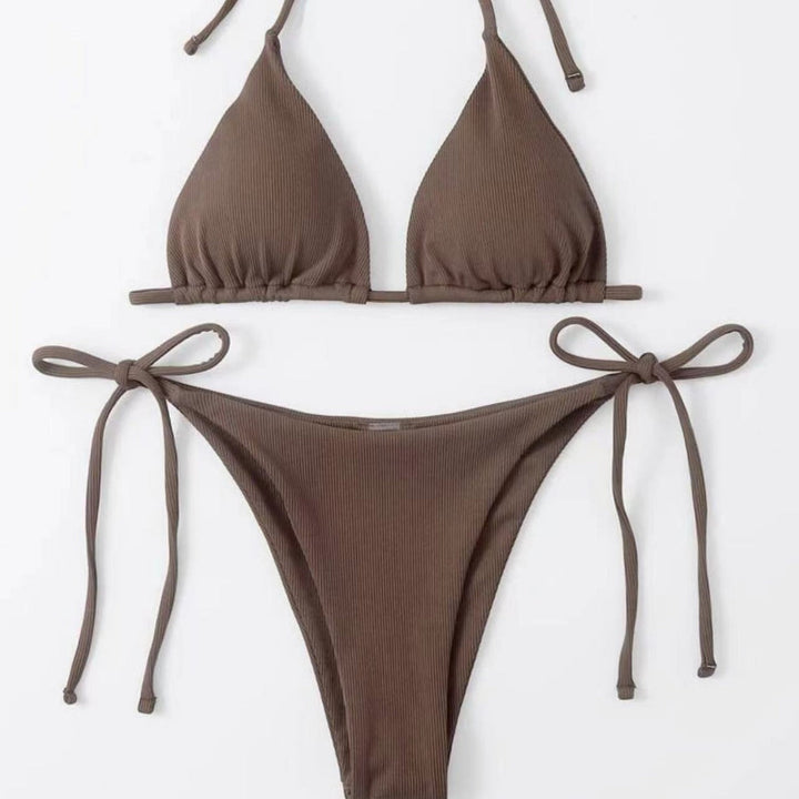 Damen Triangel-Bikini mit verstellbaren Bindebändern und feinem Rippendesign Drune