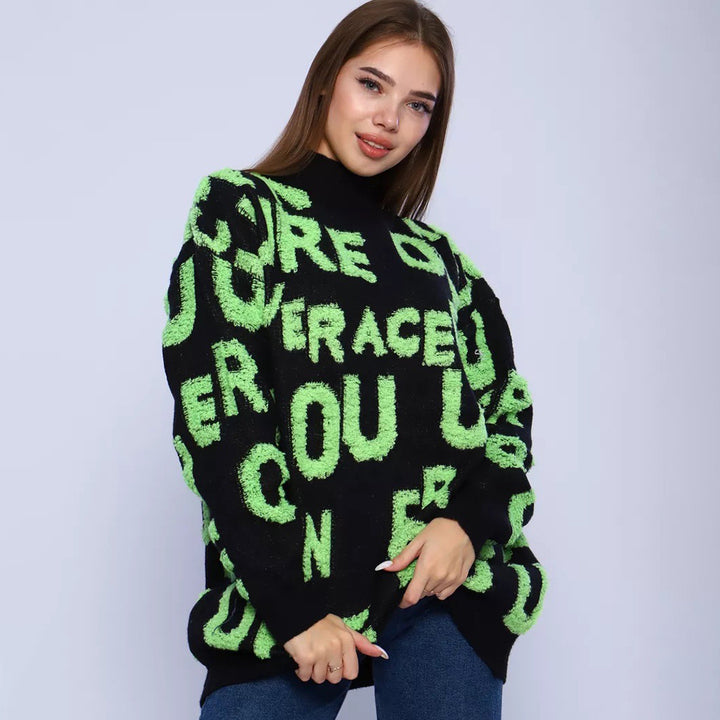 Damen modischer Statement-Pullover mit hohem Kragen und oversized Schnitt Drune