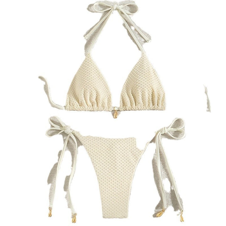 Damen Triangel-Bikini mit verstellbaren Trägern und elegantem Gold-Detail Drune