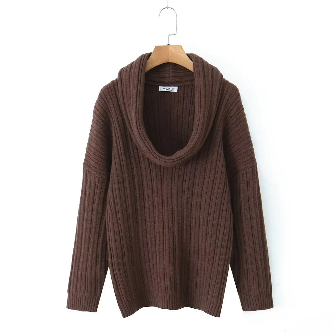 Damen Pullover mit weitem Rollkragen und strukturiertem Rippdesign Drune