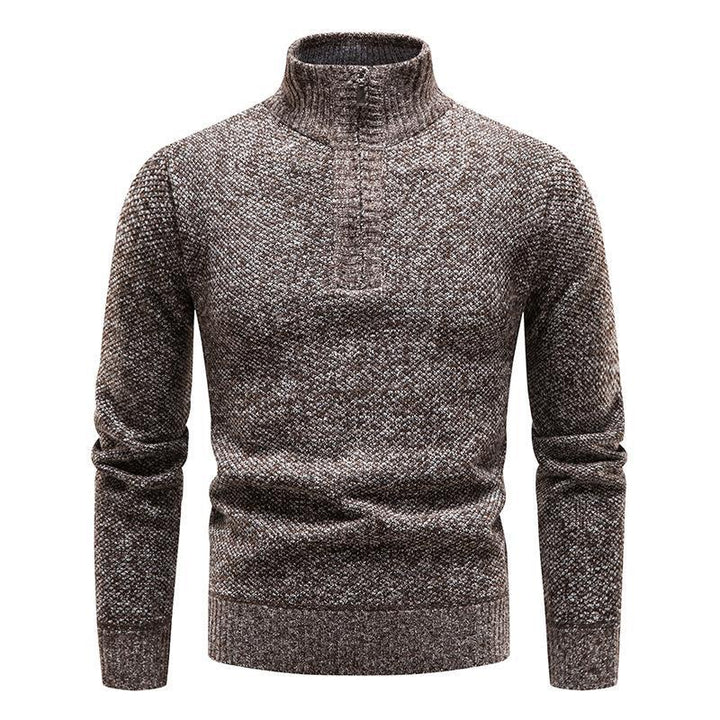 Herren Pullover mit halbem Reißverschluss und strukturiertem Design Drune