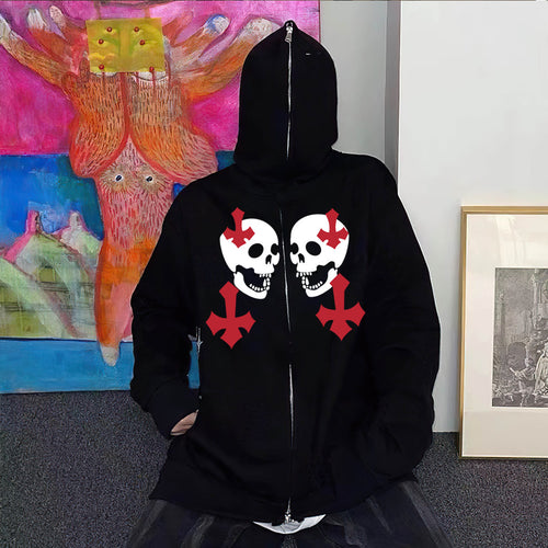Damen Kapuzenjacke mit auffälligem Totenkopf-Design Drune