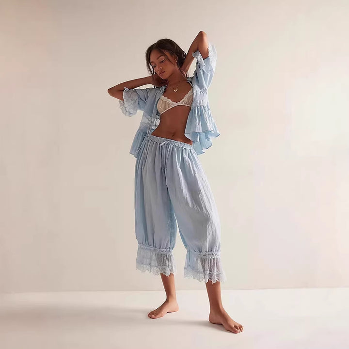 Damen Luftige und elegante Culotte mit Spitzenverzierung Drune
