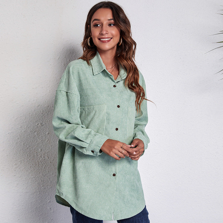 Damen Oversized Hemdblusenshirt aus Cord Drune