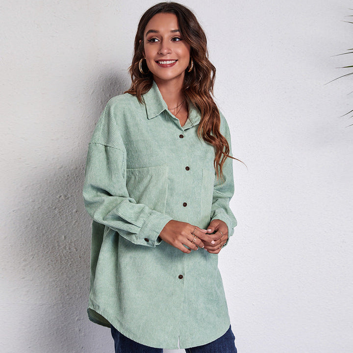 Damen Oversized Hemdblusenshirt aus Cord Drune