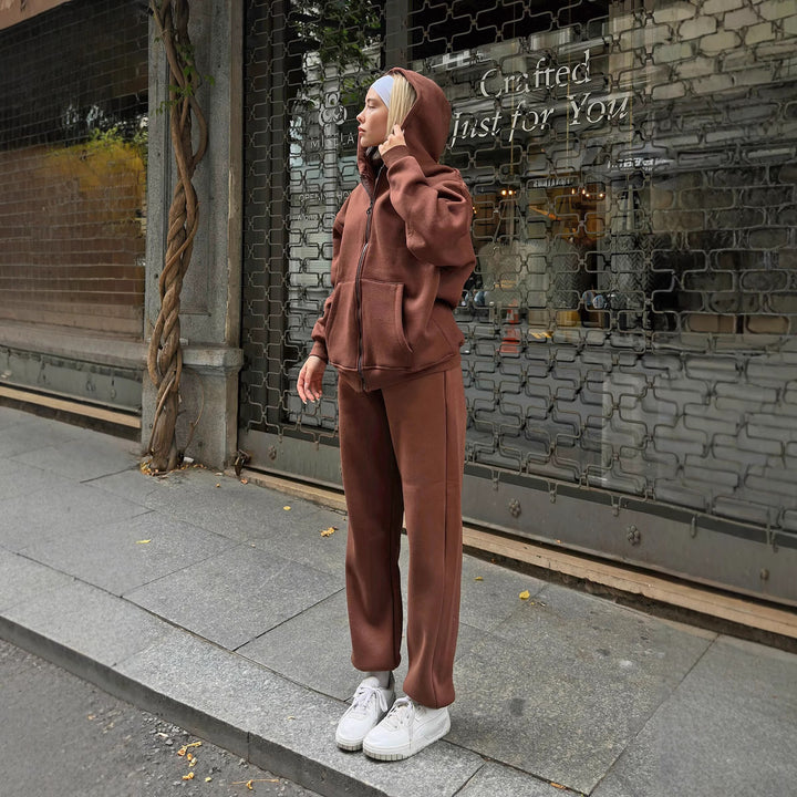 Damen lässiger Hoodie- und Jogginghose-Set Drune