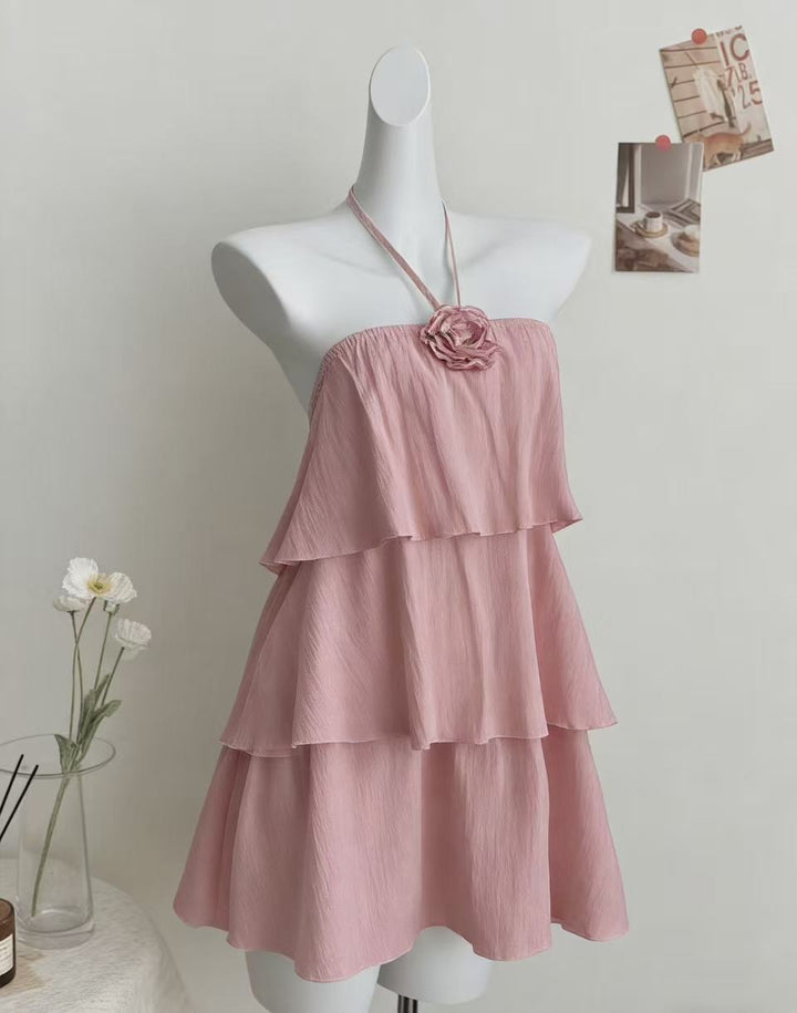 Damen luftiges Strandkleid mit Rüschendetails Drune