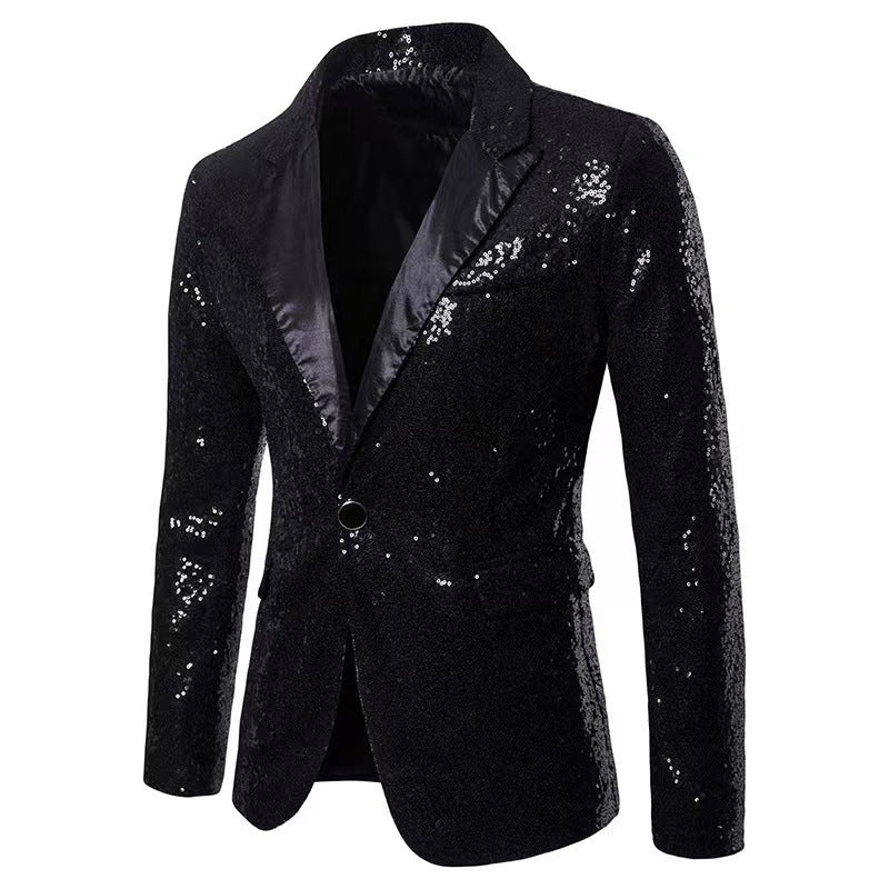 Herren schimmernder Pailletten Blazer Drune