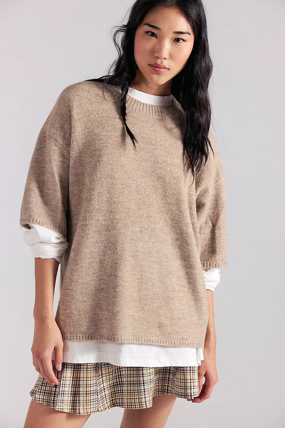 Damen Stylish halbtransparentes Sweatshirt mit Spitze und lässigem Schnitt Drune