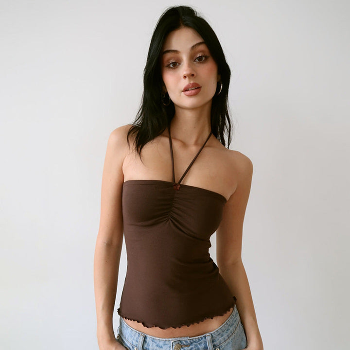 Damen Bandeau-Top mit raffinierten Raffungselementen und verstellbaren Trägern Drune