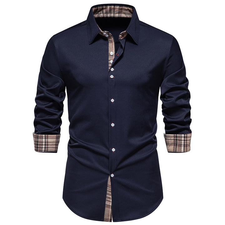 Herren elegantes Langarmhemd mit modernen Karo-Akzenten Drune