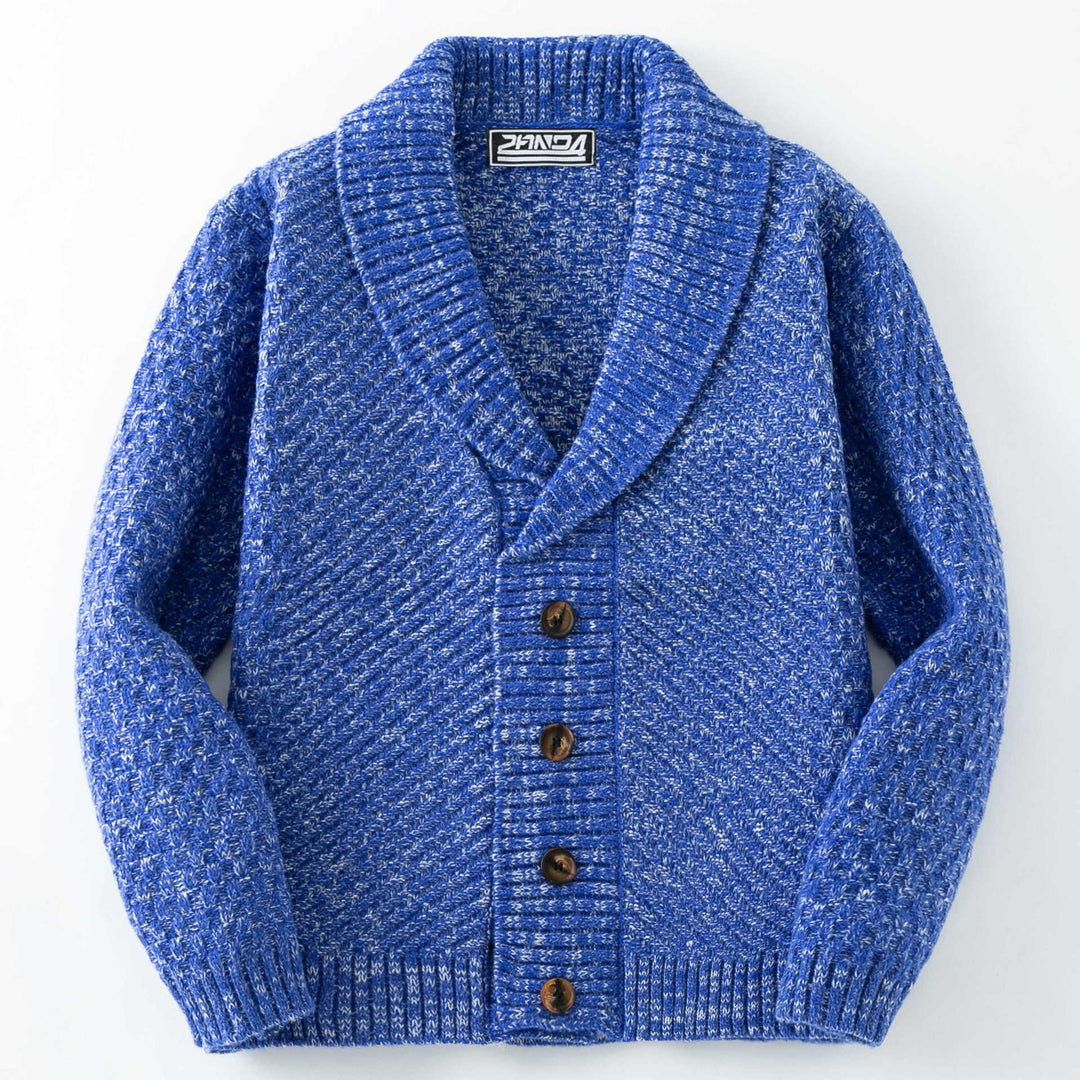 Herren Strickjacke mit großem Schalkragen und strukturiertem Design Drune