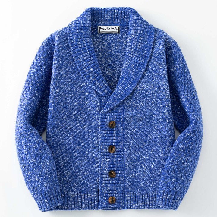 Herren Strickjacke mit großem Schalkragen und strukturiertem Design Drune