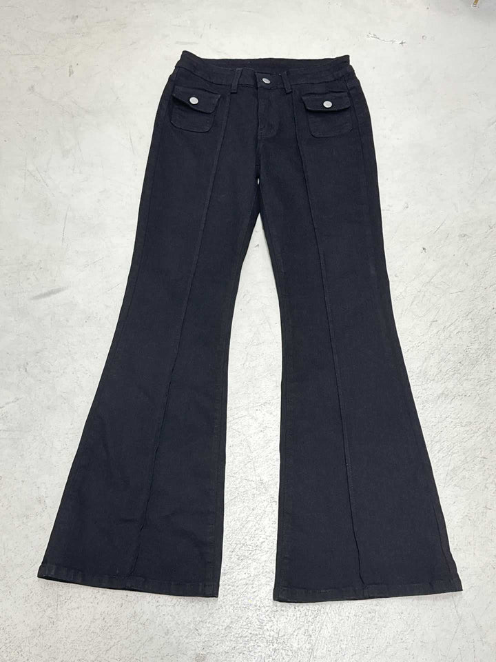 Damen Hochtaillierte Flared Jeans mit praktischen Taschen Drune