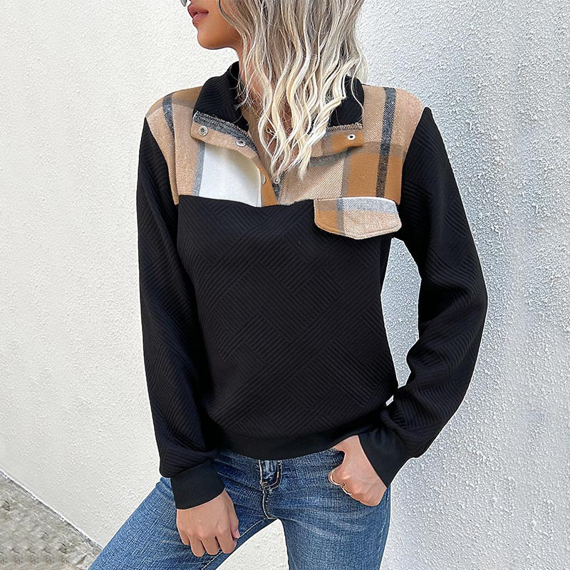 Damen eleganter Sweatpullover mit modischem Kragen und strukturiertem Design Drune