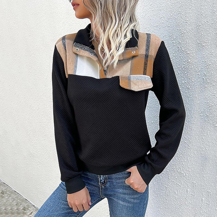 Damen eleganter Sweatpullover mit modischem Kragen und strukturiertem Design Drune