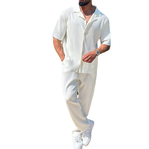 Herren lässiges Zweiteiler-Outfit mit feinen Streifen Drune