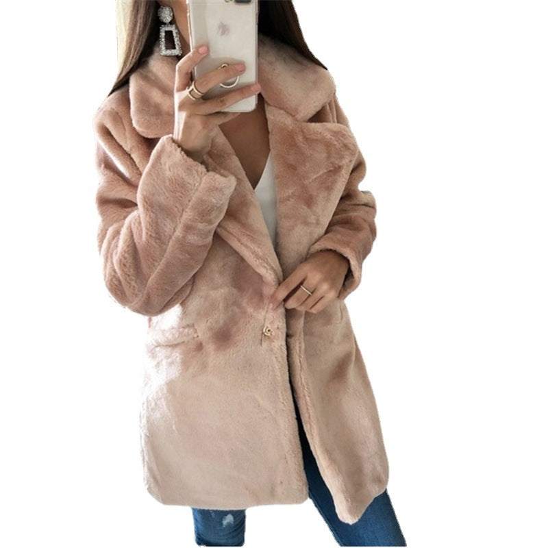 Damen kuscheliger Oversized-Baumwollmantel mit luxuriösem Fellimitat Drune