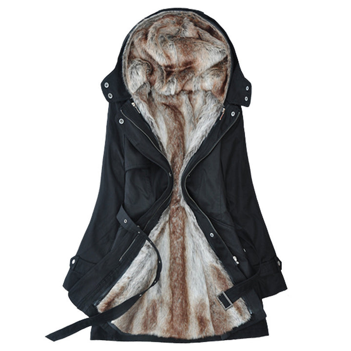 Damen Warm gefütterte Outdoor-Jacke mit Kapuze Drune