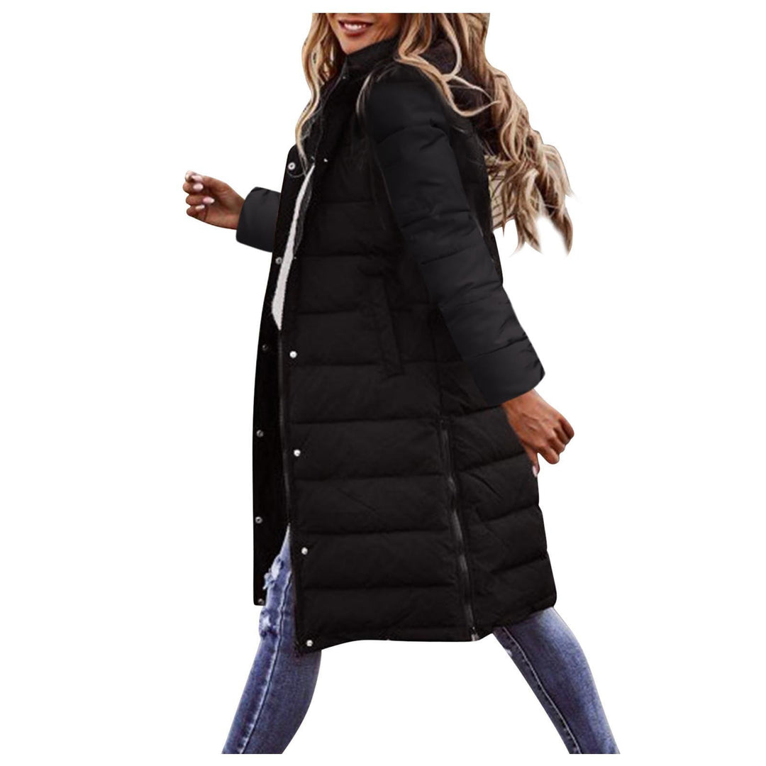 Damen Lange Steppjacke mit hohem Kragen und praktischen Taschen Drune