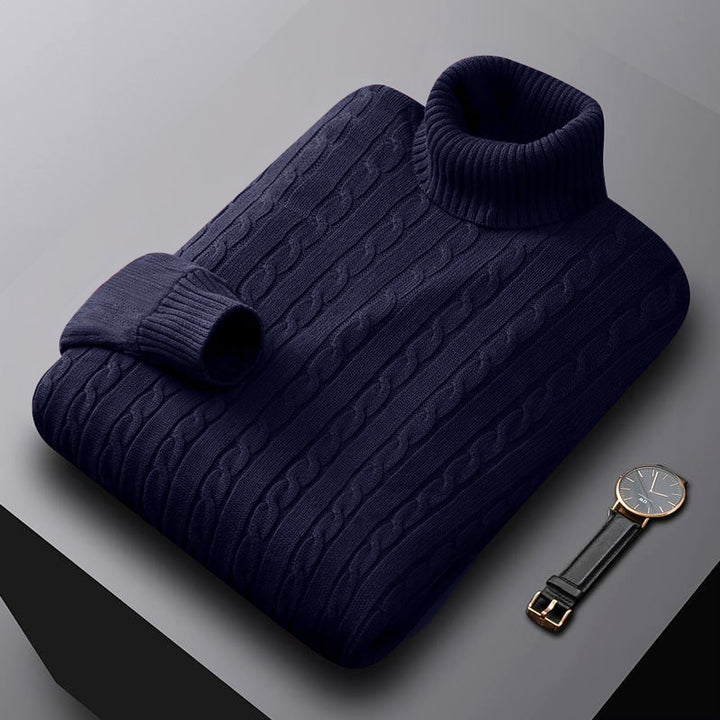 Herren nan grob gestrickter Rollkragenpullover mit Zopfmuster und wärmender Strickstruktur Drune