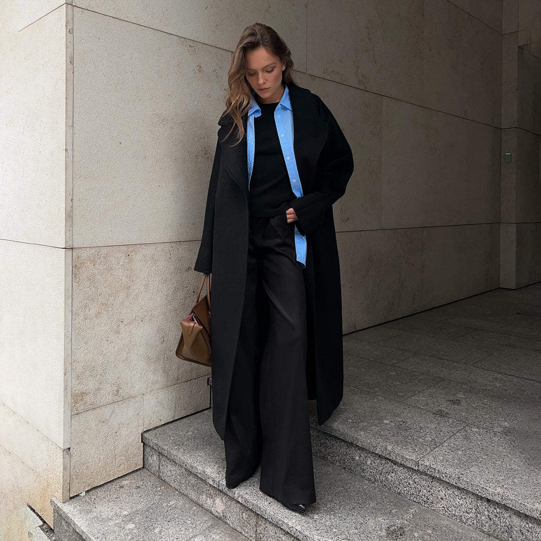 Damen Oversized Wollmantel mit elegantem Revers Drune