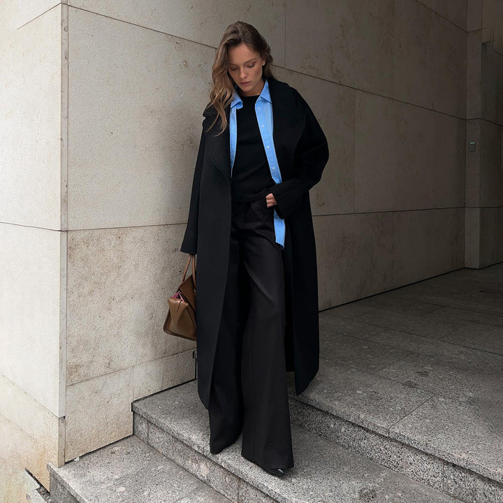 Damen Oversized Wollmantel mit elegantem Revers Drune