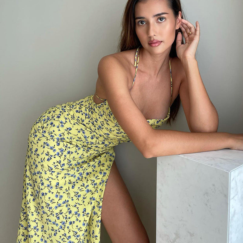 Damen Etuikleid mit floralem Design und eleganten Spaghettiträgern Drune