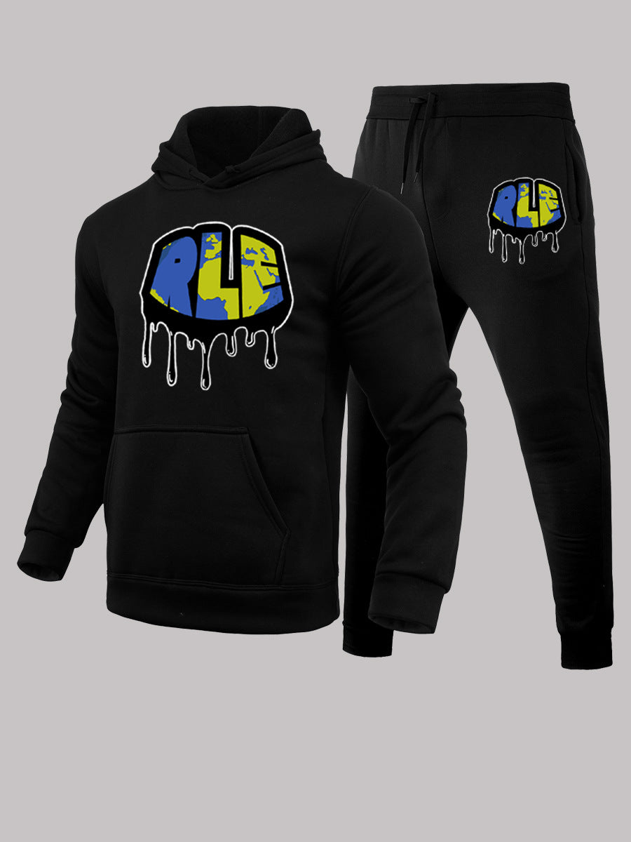 Damen Kapuzenpullover und Jogginghose Set mit kreativem Graffiti-Design Drune