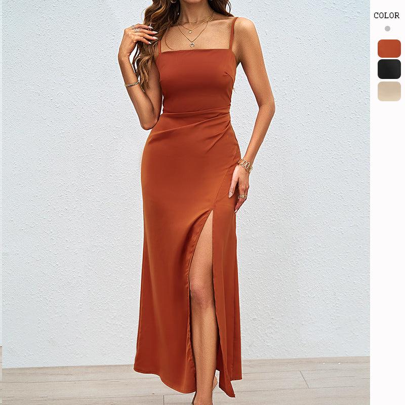 Damen Luxuriöses Abendkleid mit tiefem Schlitz und verstellbaren Trägern Drune
