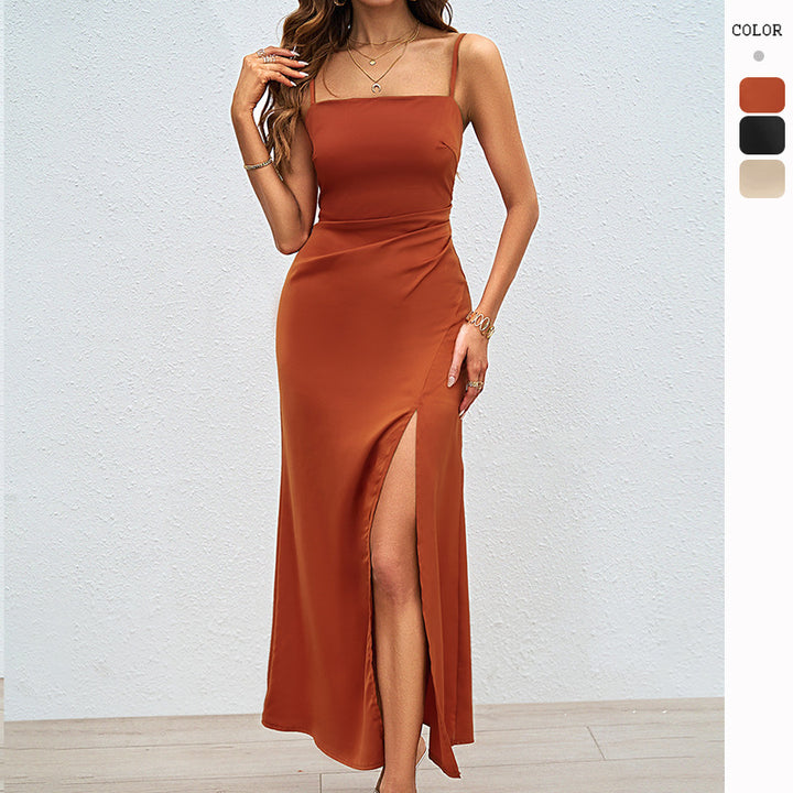 Damen Luxuriöses Abendkleid mit tiefem Schlitz und verstellbaren Trägern Drune