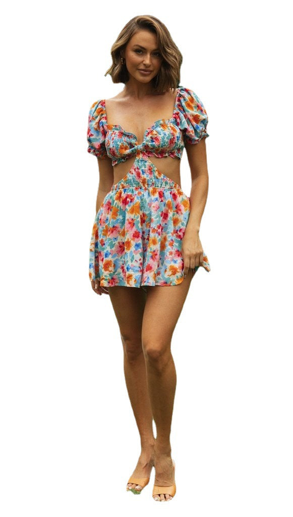 Damen Sommerliches Mini-Set mit Puffärmeln und Cut-Out-Details Drune