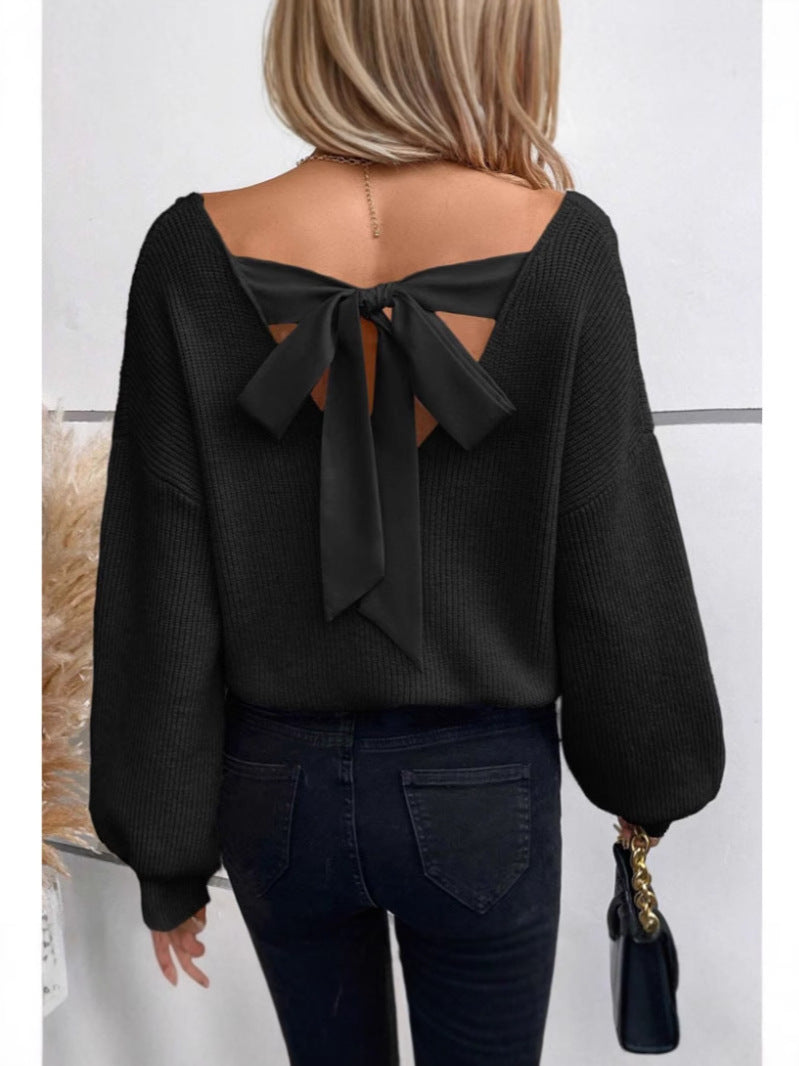 Damen Pullover mit eleganter Schleifen-Ausschnittgestaltung Drune