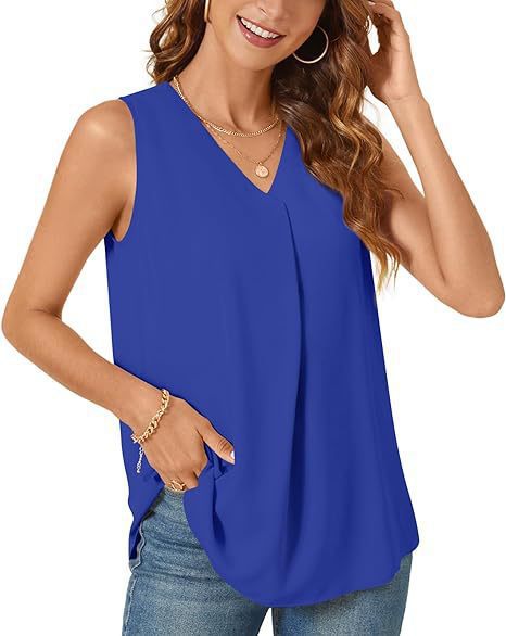 Damen Leichte Faltenfreie Ärmellose Bluse Drune