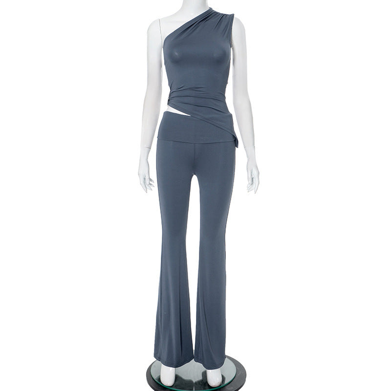 Damen asymmetrisches Jumpsuit mit dekorativer Wickeloptik und weichem, stretchy Material Drune