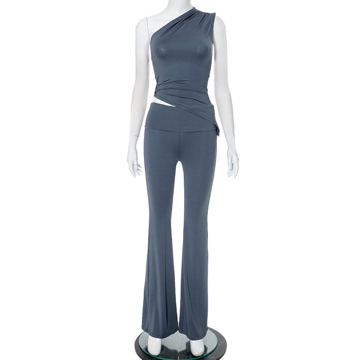 Damen asymmetrisches Jumpsuit mit dekorativer Wickeloptik und weichem, stretchy Material Drune