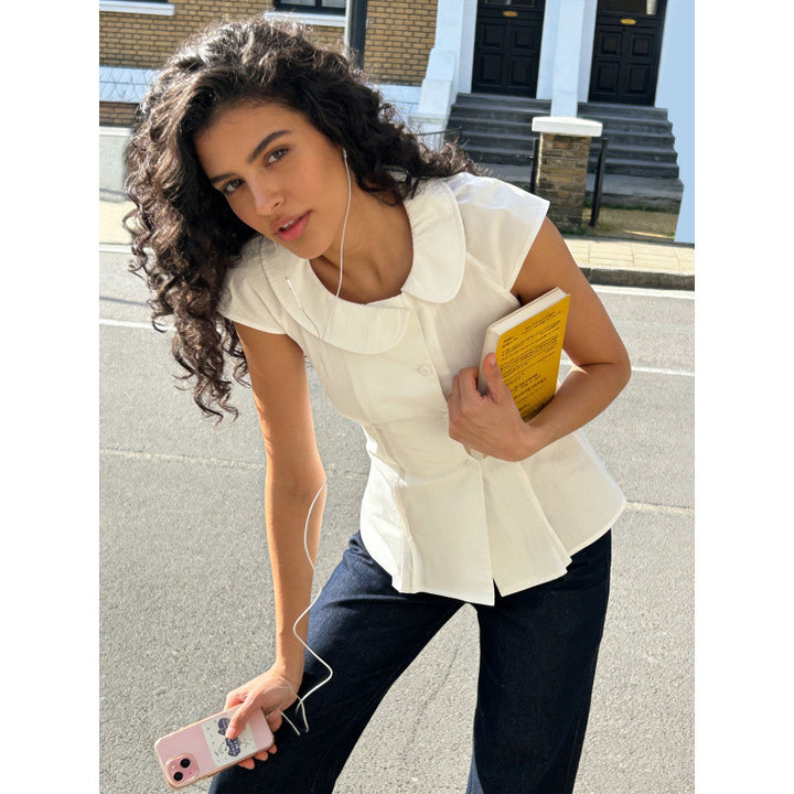 Damen Blusenshirt mit elegantem Kragen und tailliertem Schnitt Drune