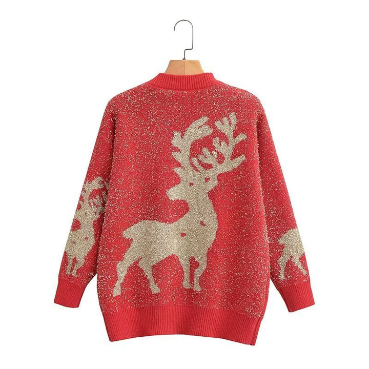 Damen Festlicher Pullover mit 3D-Rentier-Motiv Drune