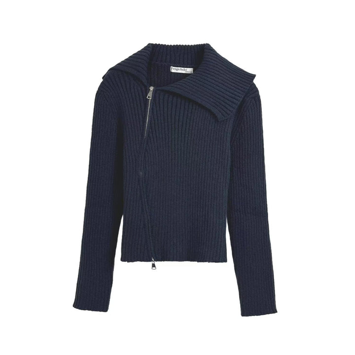 Damen Strickjacke mit raffiniertem Kragen und seitlichem Reißverschluss Drune