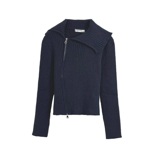 Damen Strickjacke mit raffiniertem Kragen und seitlichem Reißverschluss Drune